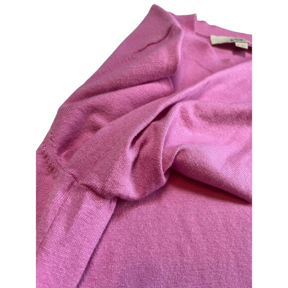 Loft Pink Knit Crew Neck Sweater Gold Buttons Long Sleeve Lightweight Soft‎ M - Picture 9 of 16